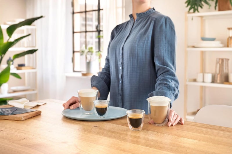 De'Longhi Double Wall Espresso Glasses, 90ml, Set of 2, Hand-Blown Borosilicate Glass, Thermal Insulated, Condensation-Free, Dishwasher Safe, Perfect for Espresso, Cappuccino, Hot Coffee DLSC310 - Image 2